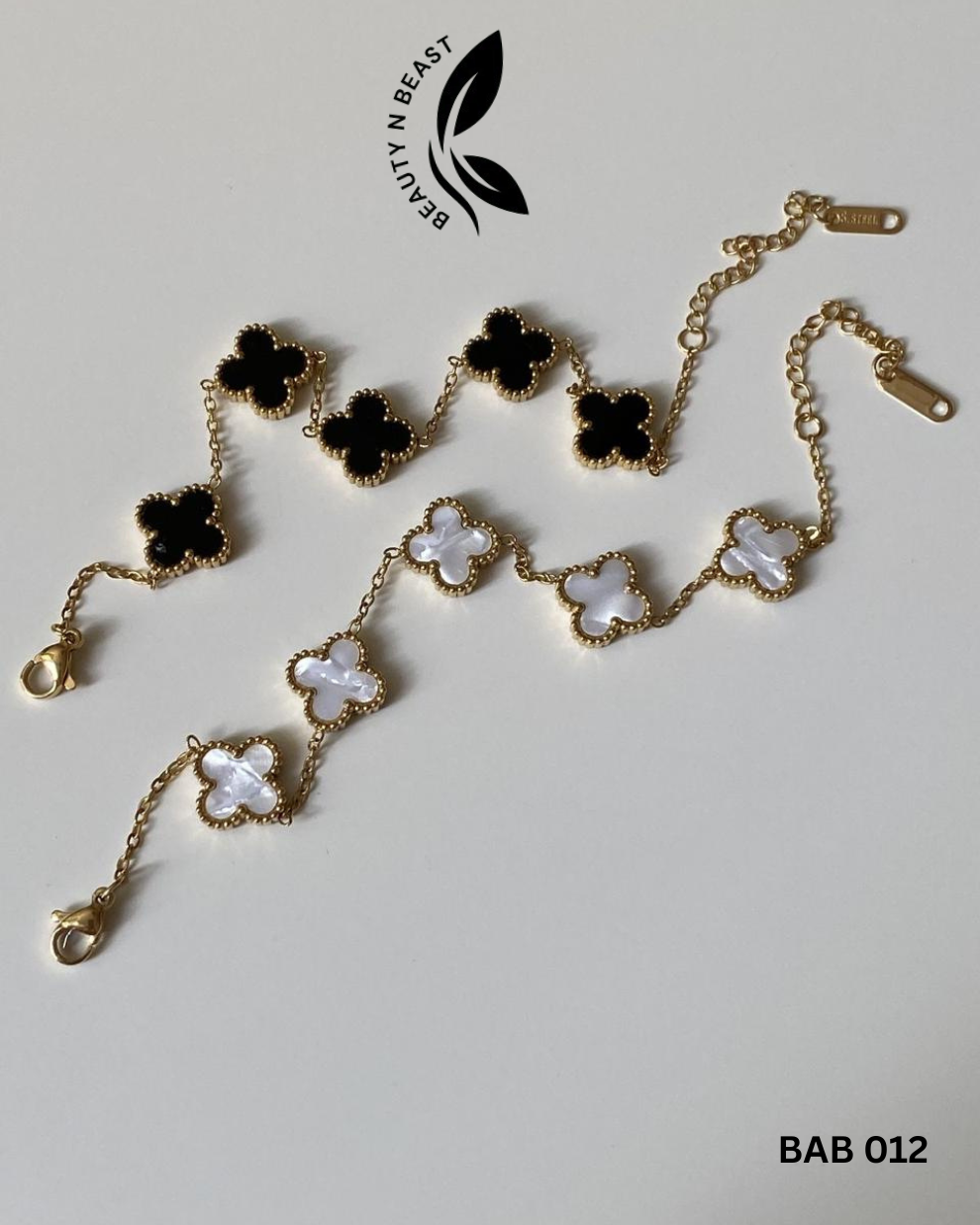 Pair Stainless steel floral black and white Bracelet.