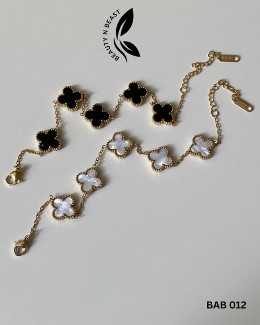 Pair Stainless steel floral black and white Bracelet.