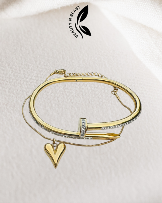 Pair Heart Bracelet and Nail Handcuff.