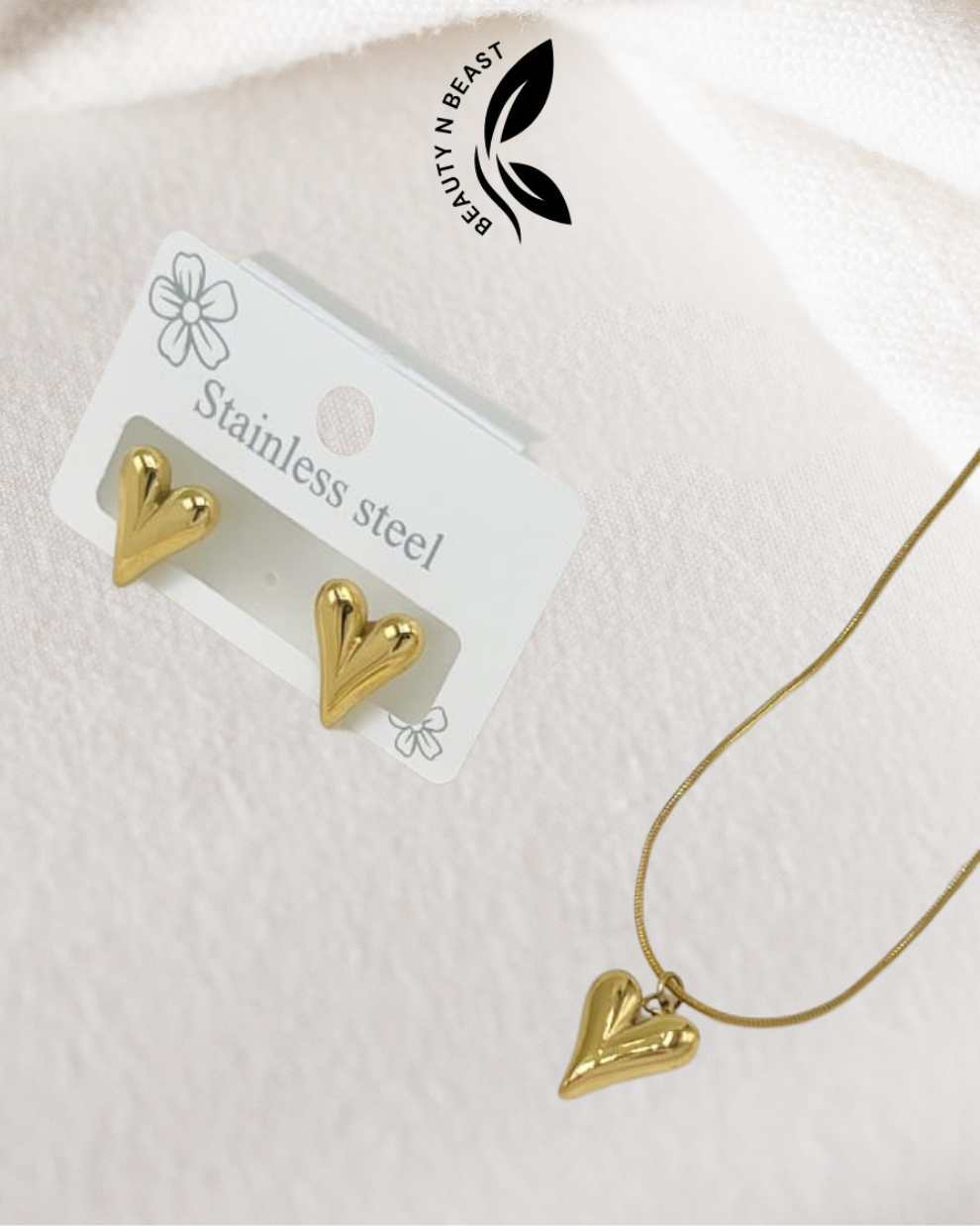 Heart Set of Pendant and Ear Studs.