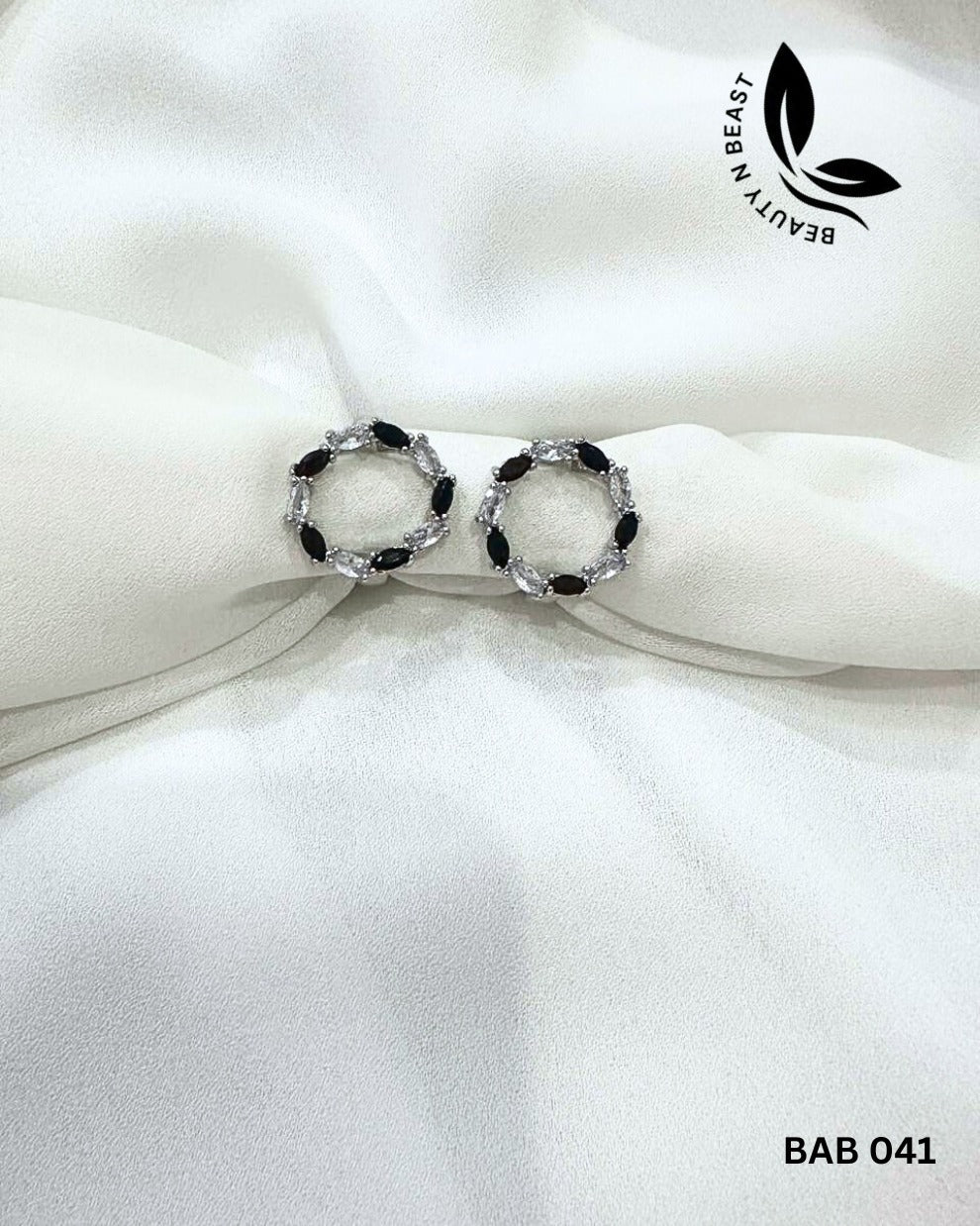 Black and White Zircon Adjustable Ring