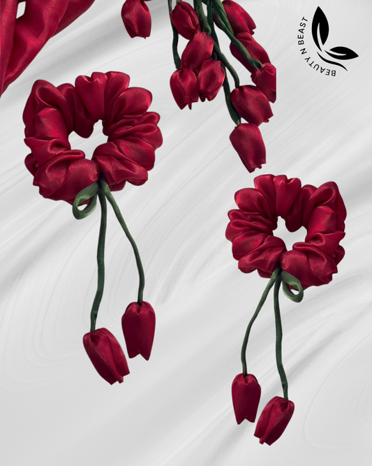 Red Tulip Hair Scrunchie.